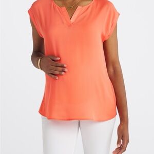 Elegant Coral V-Neck Blouse maternity